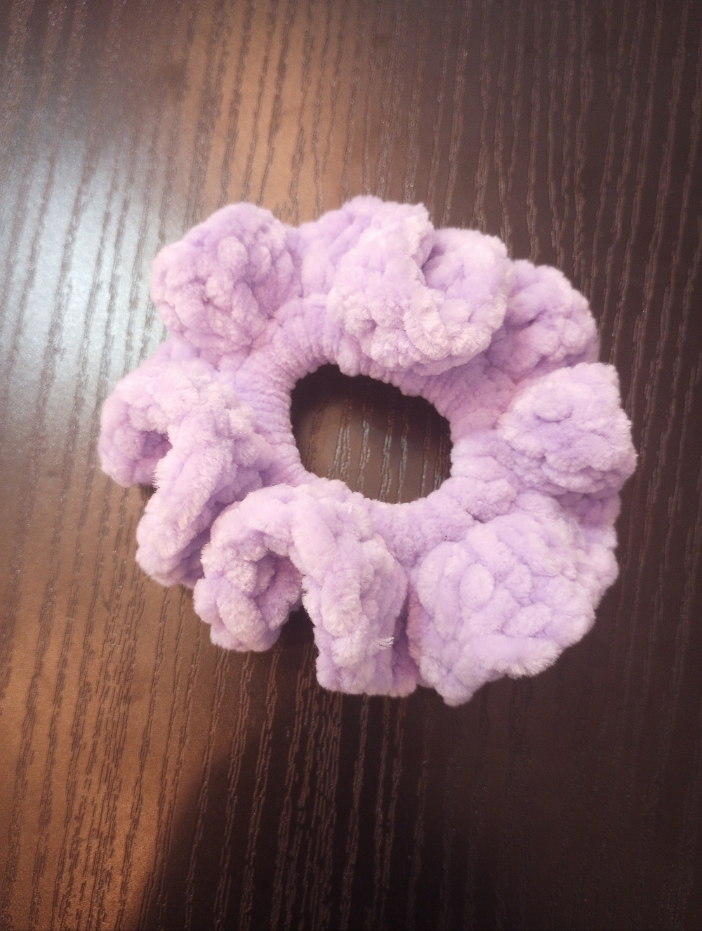 Crochet Scrunchie Plush Lavender Purple Velvety Hair Scrunchie New